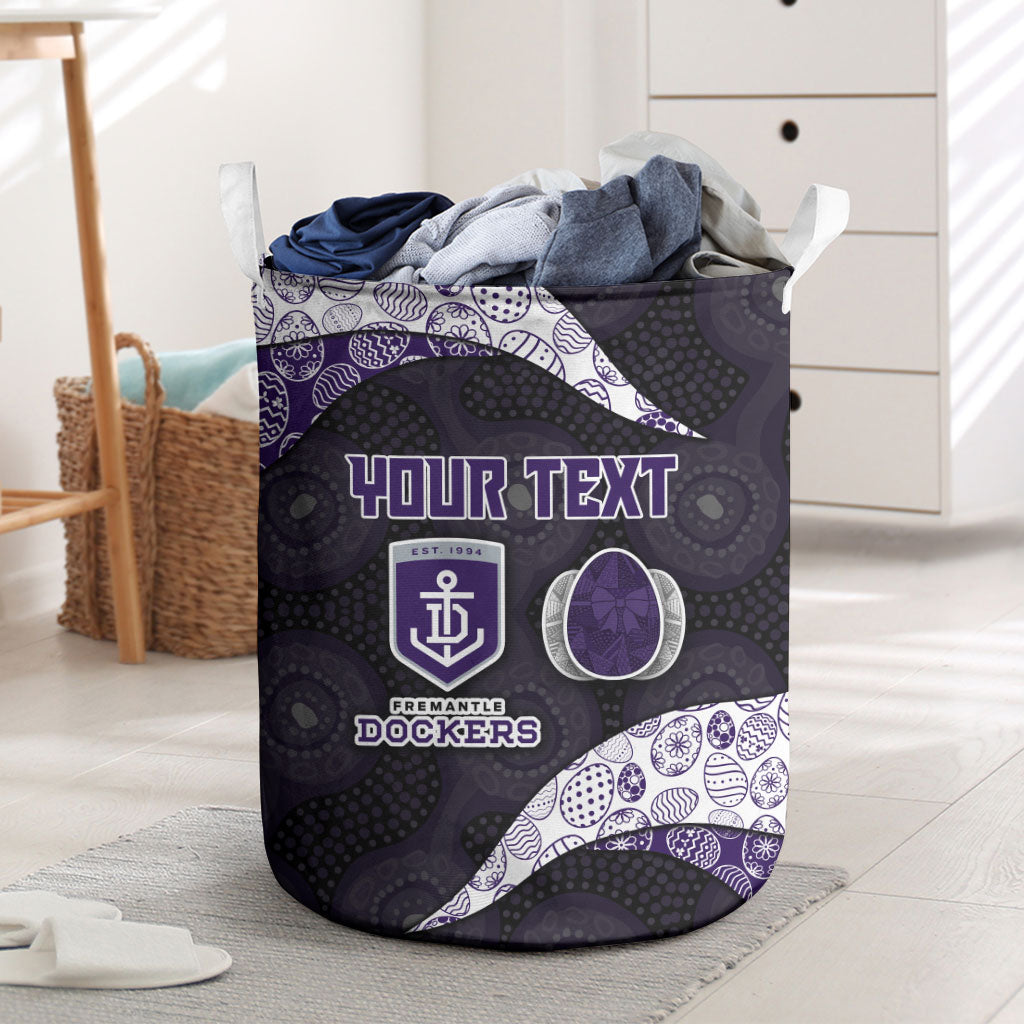 Personalized Fremantle Dockers Football Laundry Basket Easter Egg Pattern Purple Monochrome Tribal Dot Style