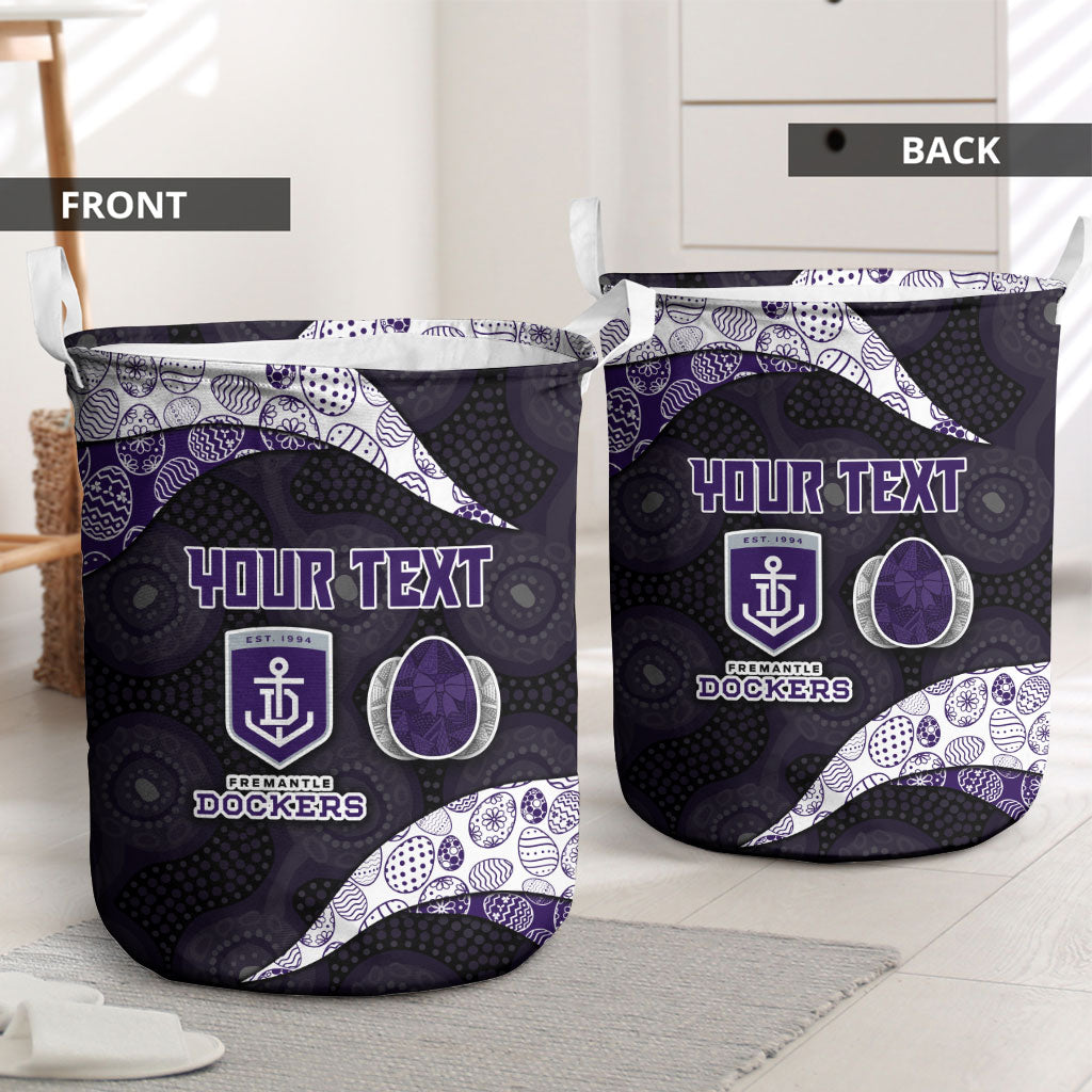 Personalized Fremantle Dockers Football Laundry Basket Easter Egg Pattern Purple Monochrome Tribal Dot Style