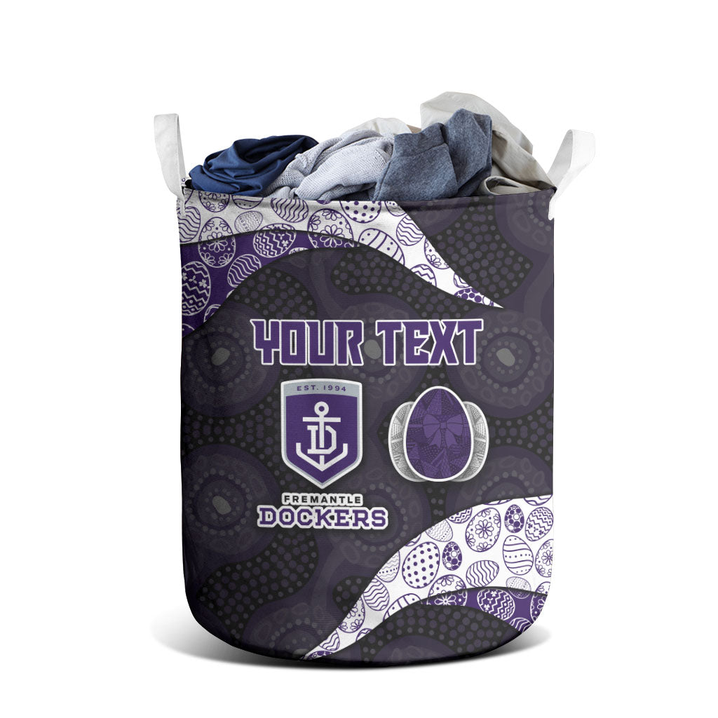 Personalized Fremantle Dockers Football Laundry Basket Easter Egg Pattern Purple Monochrome Tribal Dot Style