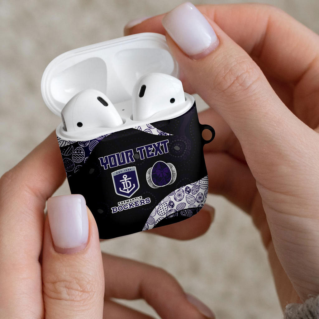 Personalized Fremantle Dockers Football AirPods Case Easter Egg Pattern Purple Monochrome Tribal Dot Style