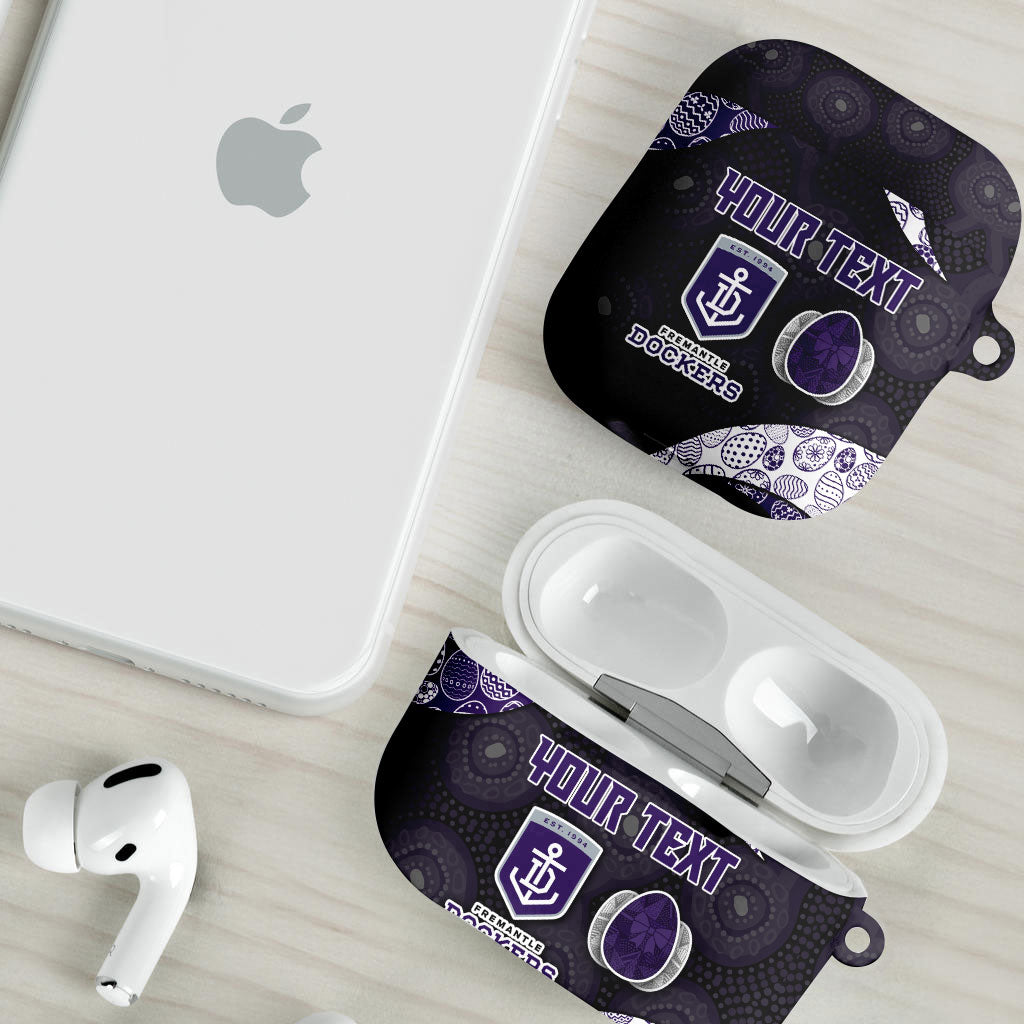 Personalized Fremantle Dockers Football AirPods Case Easter Egg Pattern Purple Monochrome Tribal Dot Style