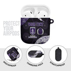 Personalized Fremantle Dockers Football AirPods Case Easter Egg Pattern Purple Monochrome Tribal Dot Style