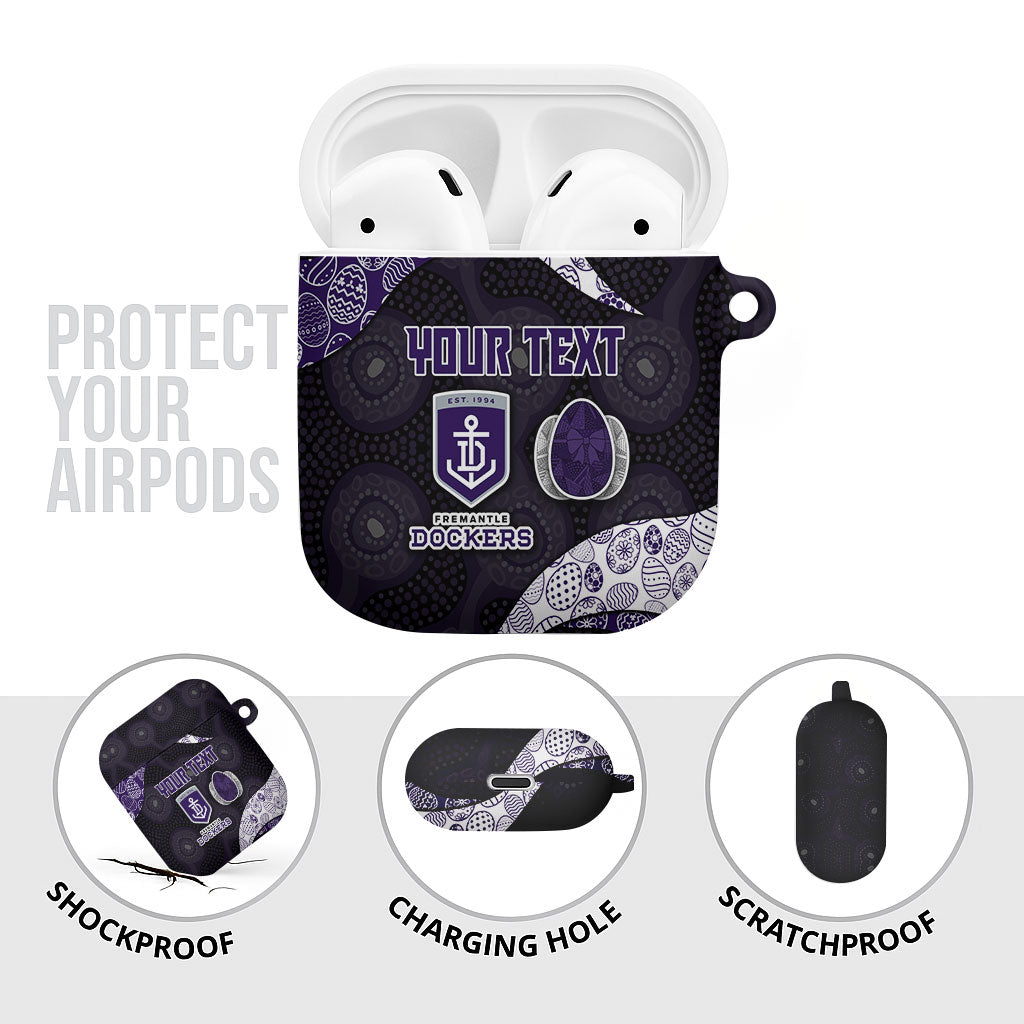 Personalized Fremantle Dockers Football AirPods Case Easter Egg Pattern Purple Monochrome Tribal Dot Style
