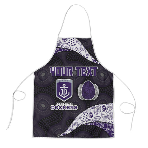 Personalized Fremantle Dockers Football Apron Easter Egg Pattern Purple Monochrome Tribal Dot Style
