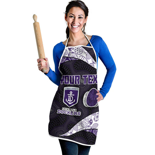 Personalized Fremantle Dockers Football Apron Easter Egg Pattern Purple Monochrome Tribal Dot Style