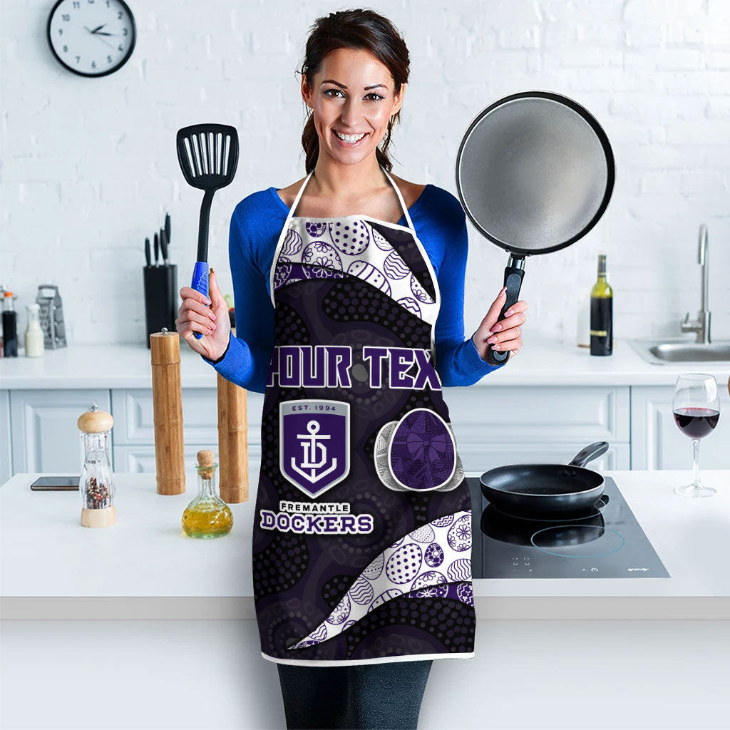 Personalized Fremantle Dockers Football Apron Easter Egg Pattern Purple Monochrome Tribal Dot Style
