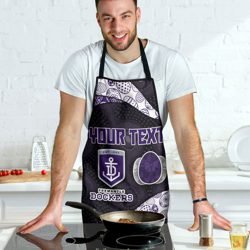 Personalized Fremantle Dockers Football Apron Easter Egg Pattern Purple Monochrome Tribal Dot Style