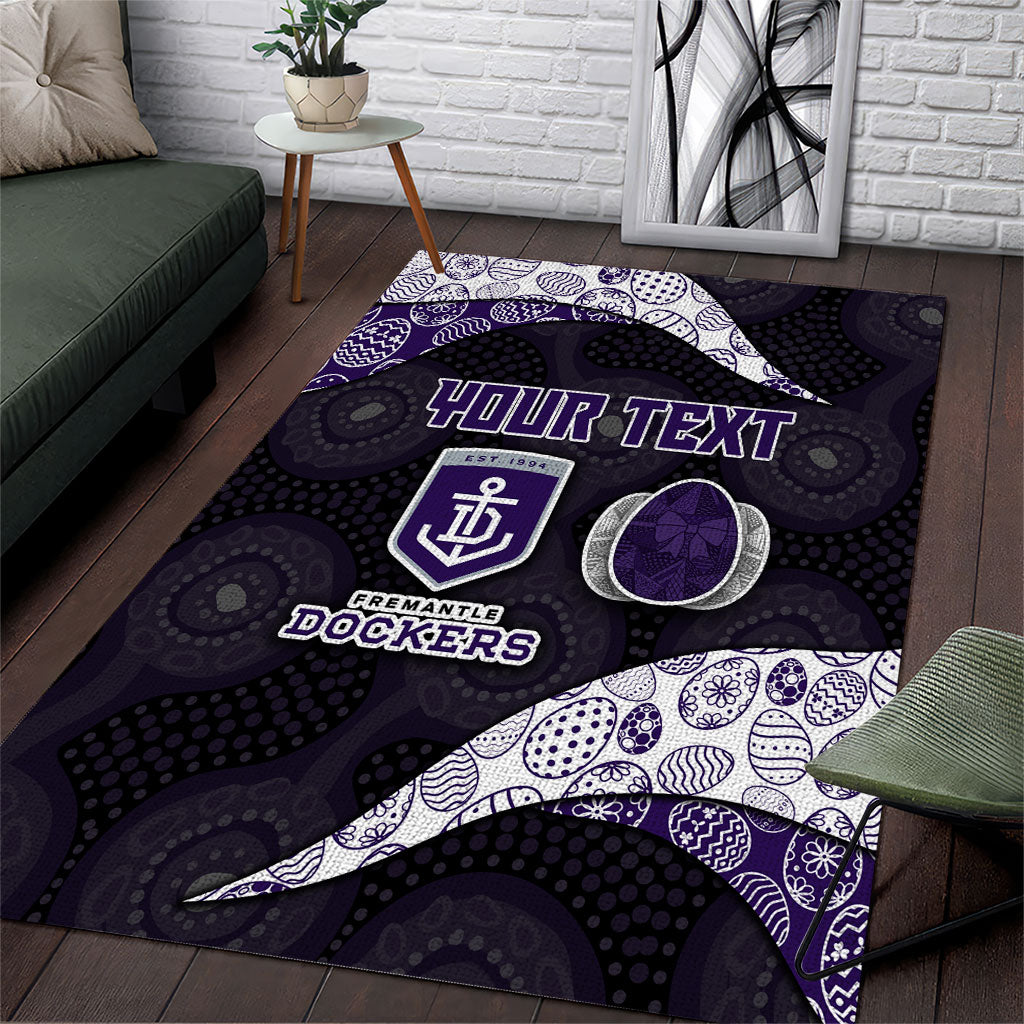 Personalized Fremantle Dockers Football Area Rug Easter Egg Pattern Purple Monochrome Tribal Dot Style