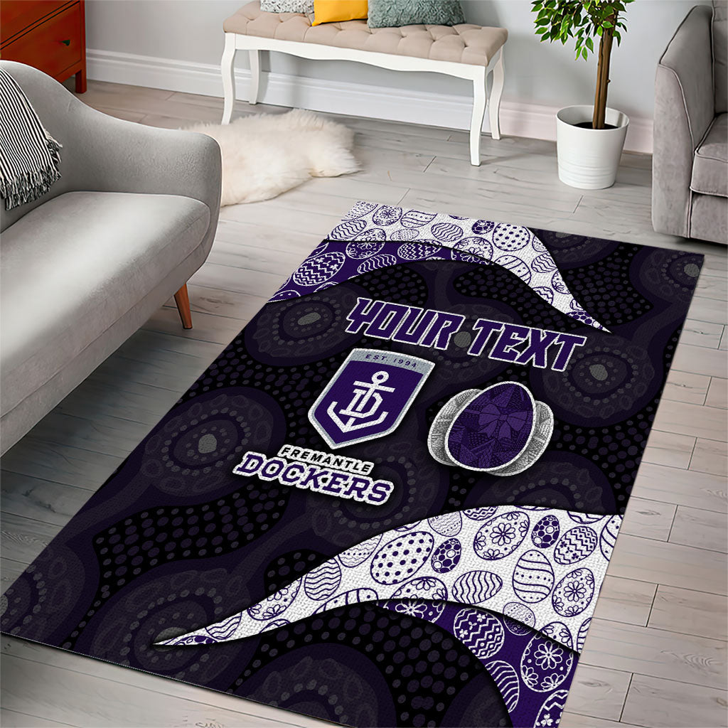 Personalized Fremantle Dockers Football Area Rug Easter Egg Pattern Purple Monochrome Tribal Dot Style