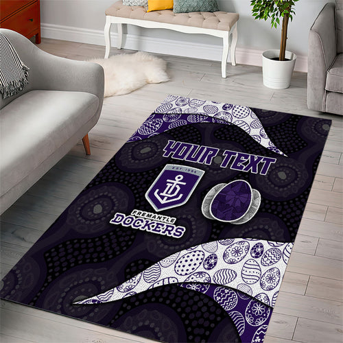 Personalized Fremantle Dockers Football Area Rug Easter Egg Pattern Purple Monochrome Tribal Dot Style