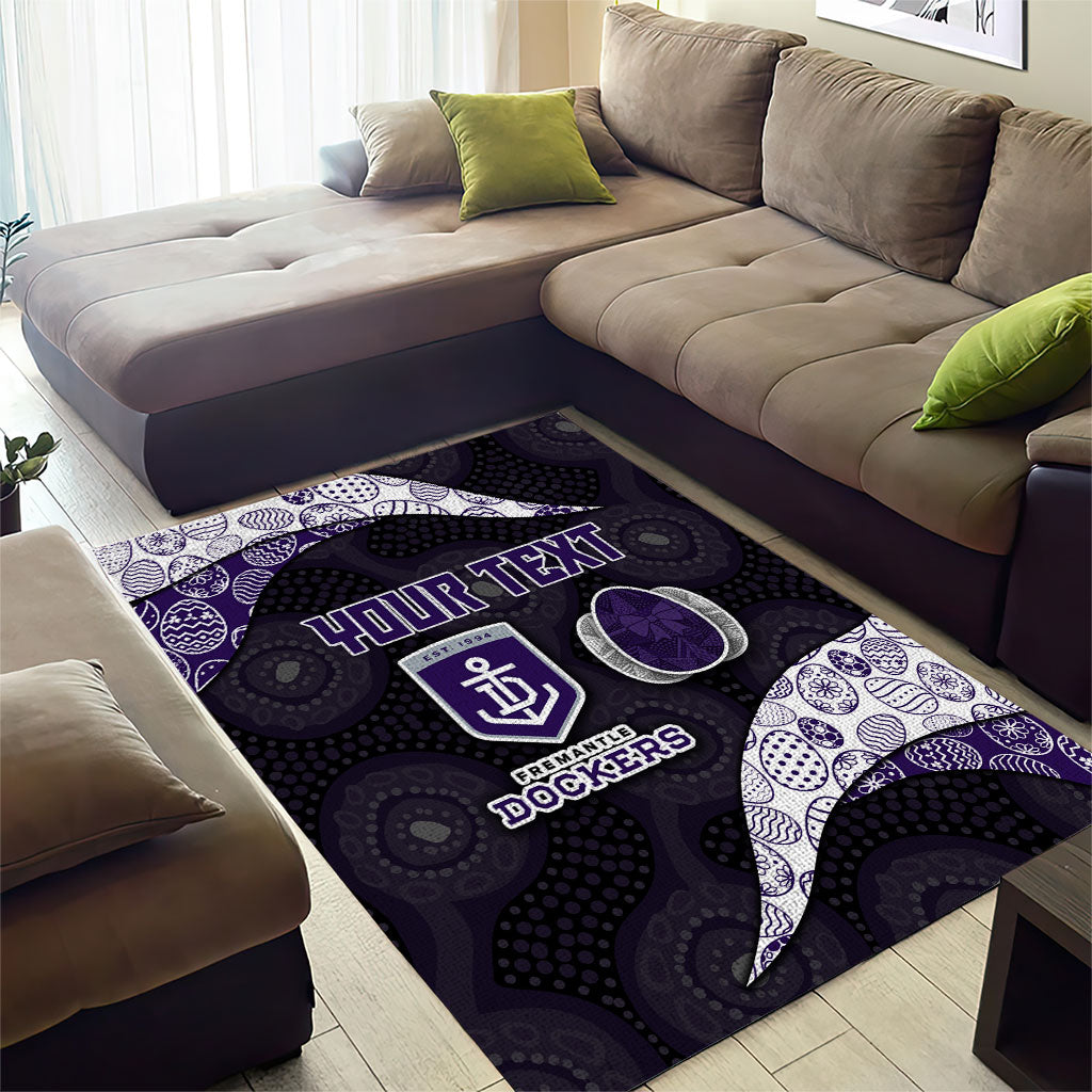 Personalized Fremantle Dockers Football Area Rug Easter Egg Pattern Purple Monochrome Tribal Dot Style