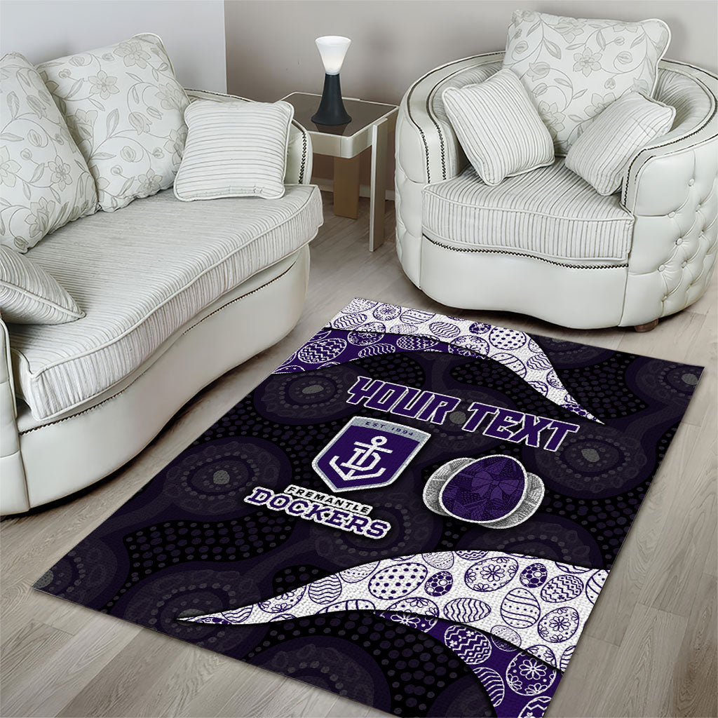 Personalized Fremantle Dockers Football Area Rug Easter Egg Pattern Purple Monochrome Tribal Dot Style