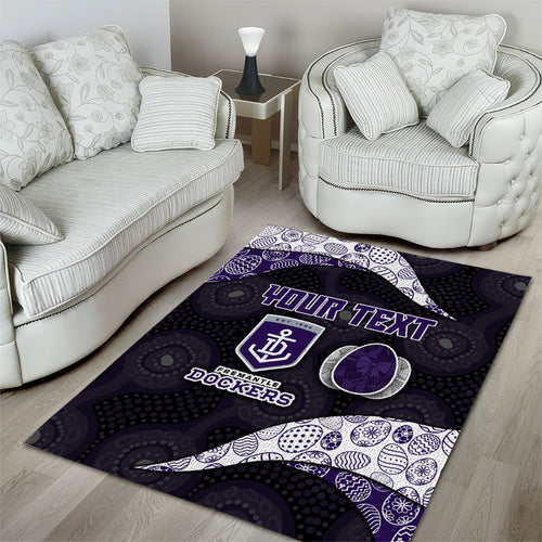 Personalized Fremantle Dockers Football Area Rug Easter Egg Pattern Purple Monochrome Tribal Dot Style