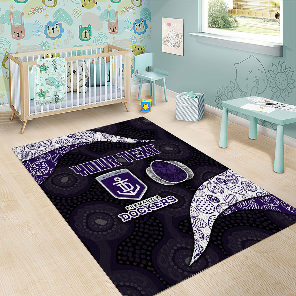Personalized Fremantle Dockers Football Area Rug Easter Egg Pattern Purple Monochrome Tribal Dot Style