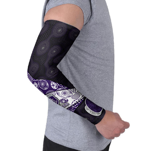 Personalized Fremantle Dockers Football Arm Sleeves Easter Egg Pattern Purple Monochrome Tribal Dot Style