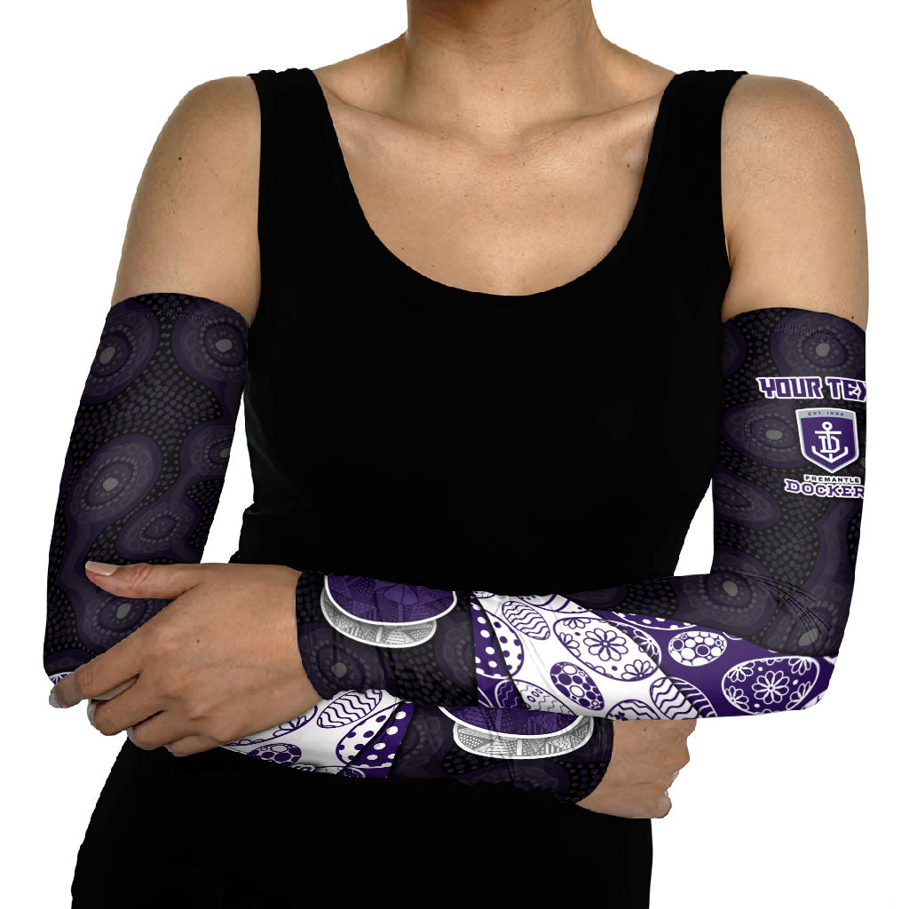 Personalized Fremantle Dockers Football Arm Sleeves Easter Egg Pattern Purple Monochrome Tribal Dot Style