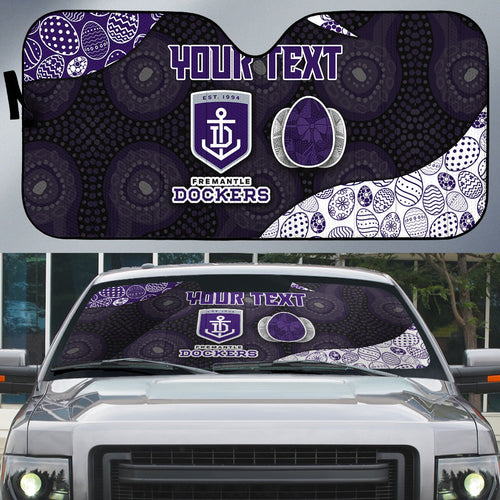 Personalized Fremantle Dockers Football Auto Sun Shade Easter Egg Pattern Purple Monochrome Tribal Dot Style