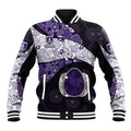 Personalized Fremantle Dockers Football Baseball Jacket Easter Egg Pattern Purple Monochrome Tribal Dot Style