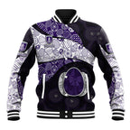 Personalized Fremantle Dockers Football Baseball Jacket Easter Egg Pattern Purple Monochrome Tribal Dot Style