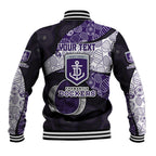 Personalized Fremantle Dockers Football Baseball Jacket Easter Egg Pattern Purple Monochrome Tribal Dot Style