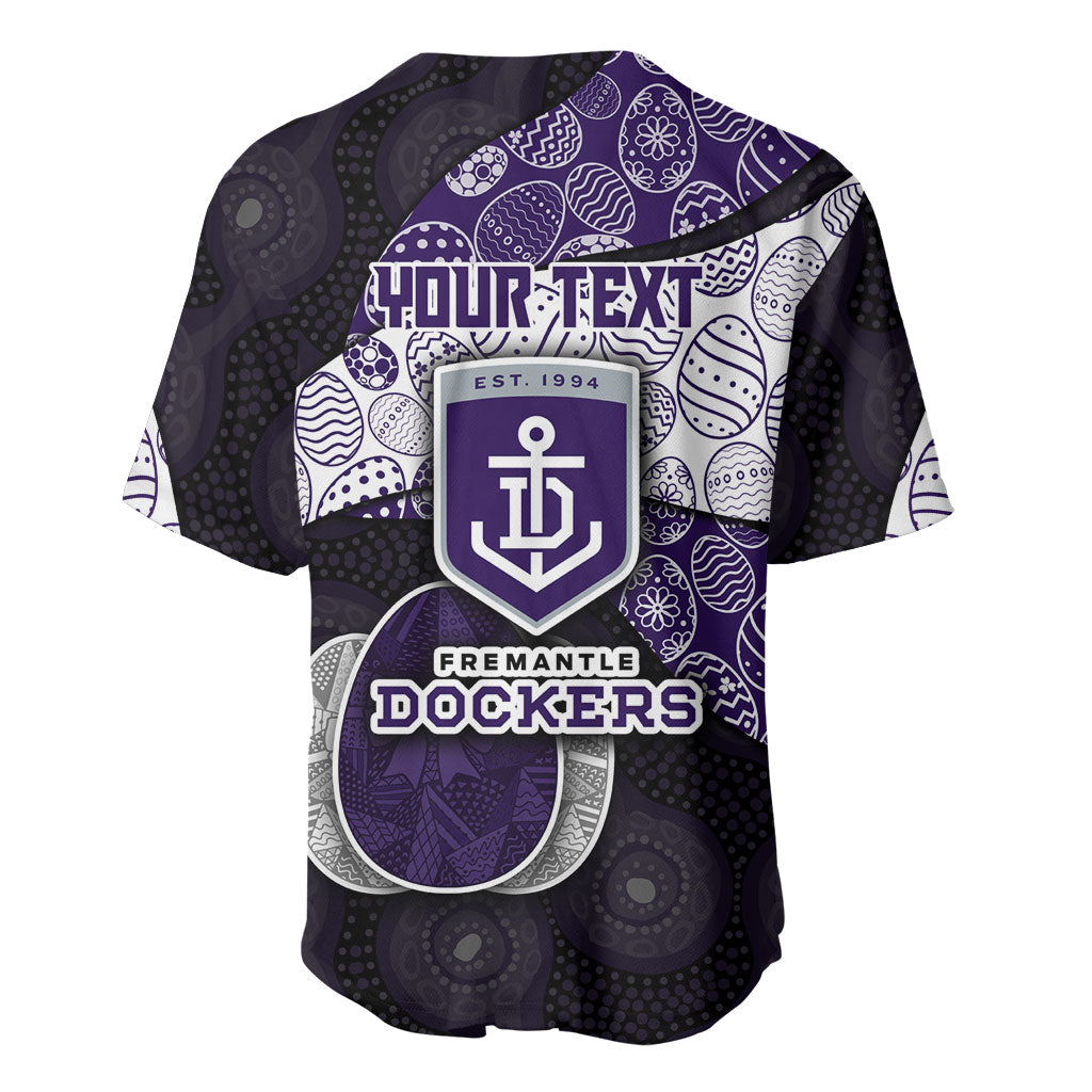 Personalized Fremantle Dockers Football Baseball Jersey Easter Egg Pattern Purple Monochrome Tribal Dot Style