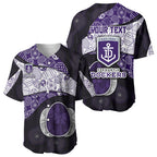 Personalized Fremantle Dockers Football Baseball Jersey Easter Egg Pattern Purple Monochrome Tribal Dot Style