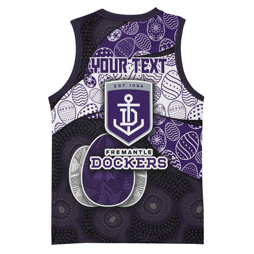 Personalized Fremantle Dockers Football Basketball Jersey Easter Egg Pattern Purple Monochrome Tribal Dot Style
