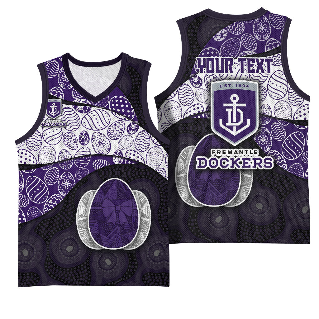 Personalized Fremantle Dockers Football Basketball Jersey Easter Egg Pattern Purple Monochrome Tribal Dot Style