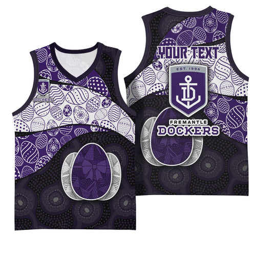 Personalized Fremantle Dockers Football Basketball Jersey Easter Egg Pattern Purple Monochrome Tribal Dot Style