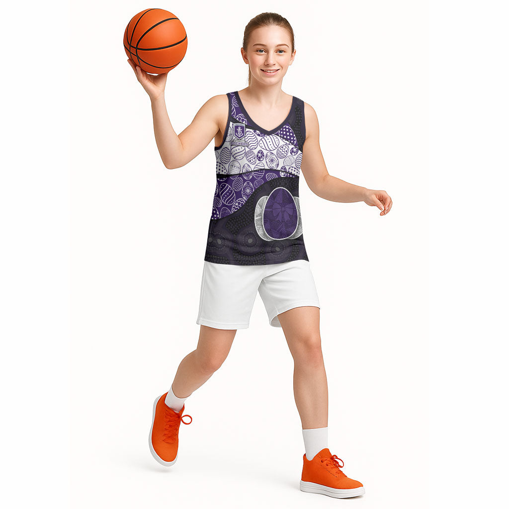 Personalized Fremantle Dockers Football Basketball Jersey Easter Egg Pattern Purple Monochrome Tribal Dot Style
