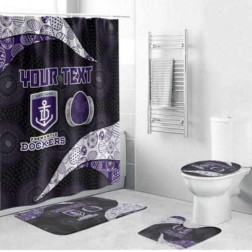 Personalized Fremantle Dockers Football Bathroom Set Easter Egg Pattern Purple Monochrome Tribal Dot Style