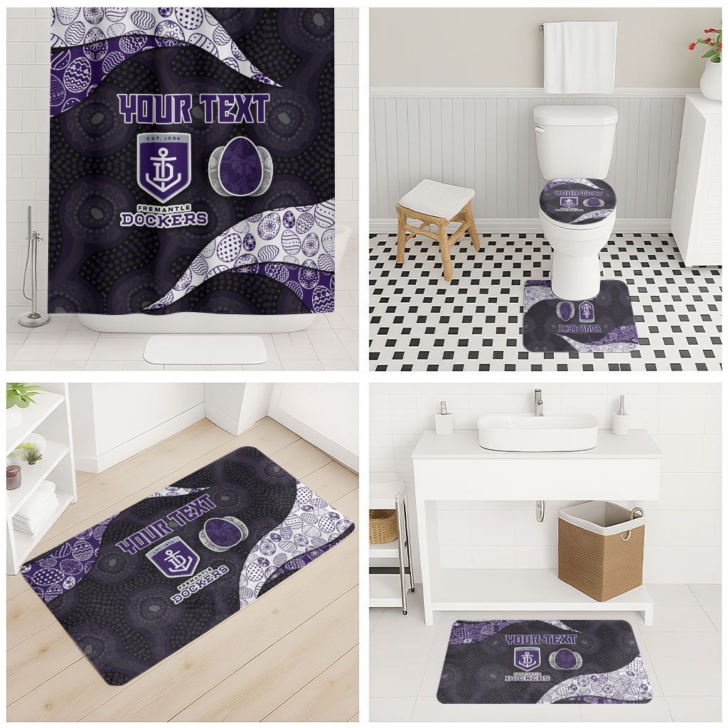 Personalized Fremantle Dockers Football Bathroom Set Easter Egg Pattern Purple Monochrome Tribal Dot Style