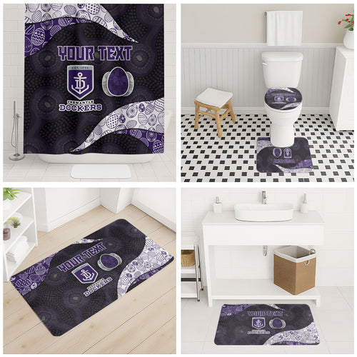Personalized Fremantle Dockers Football Bathroom Set Easter Egg Pattern Purple Monochrome Tribal Dot Style