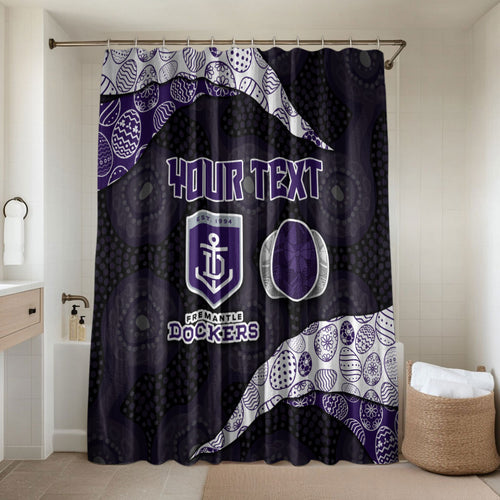 Personalized Fremantle Dockers Football Bathroom Set Easter Egg Pattern Purple Monochrome Tribal Dot Style