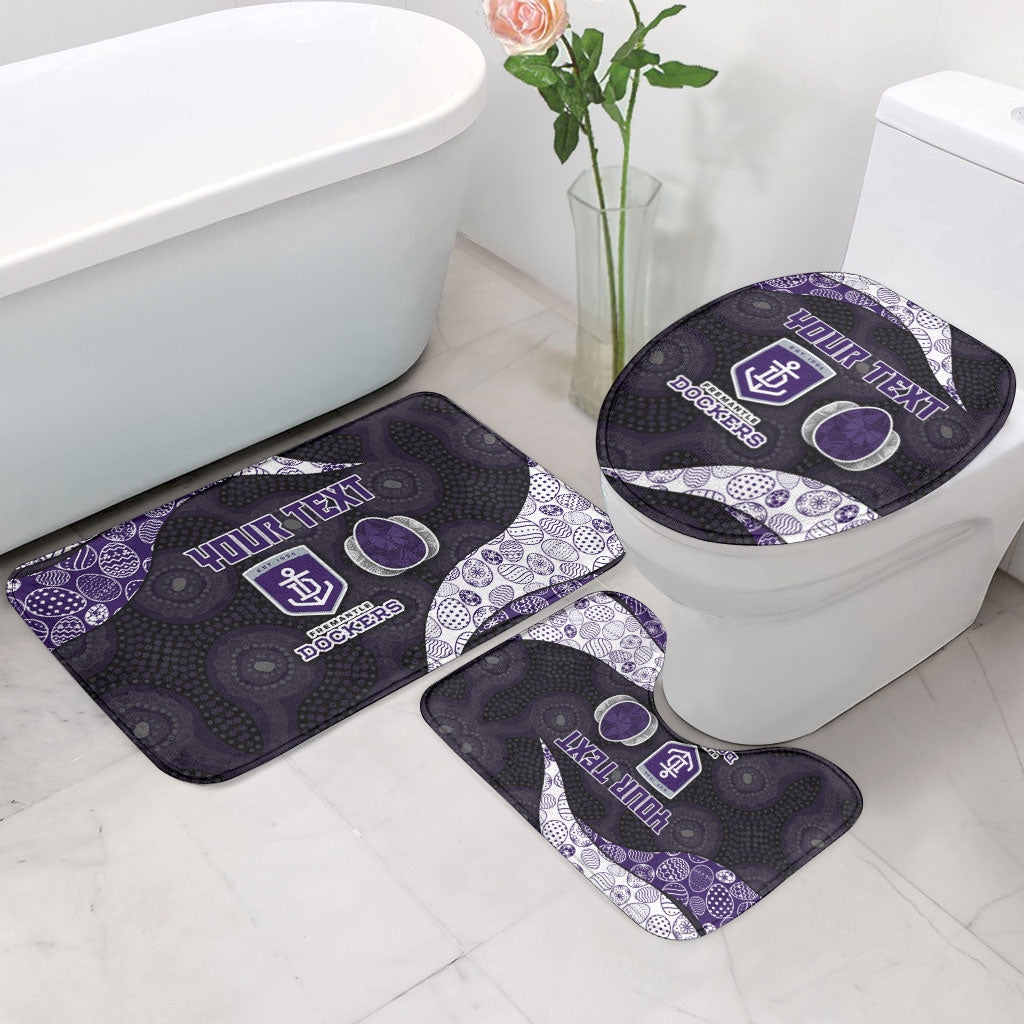 Personalized Fremantle Dockers Football Bathroom Set Easter Egg Pattern Purple Monochrome Tribal Dot Style