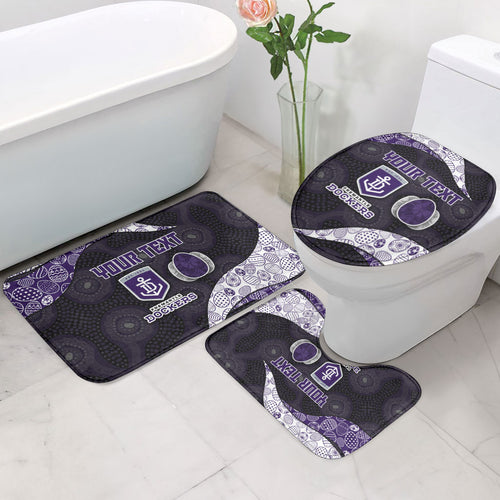 Personalized Fremantle Dockers Football Bathroom Set Easter Egg Pattern Purple Monochrome Tribal Dot Style