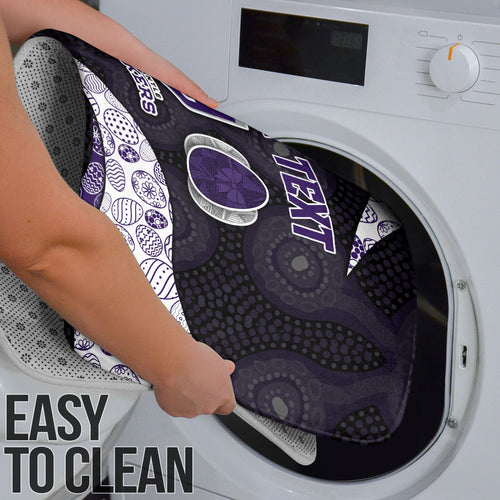 Personalized Fremantle Dockers Football Bathroom Set Easter Egg Pattern Purple Monochrome Tribal Dot Style