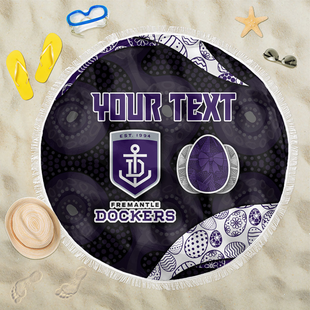 Personalized Fremantle Dockers Football Beach Blanket Easter Egg Pattern Purple Monochrome Tribal Dot Style