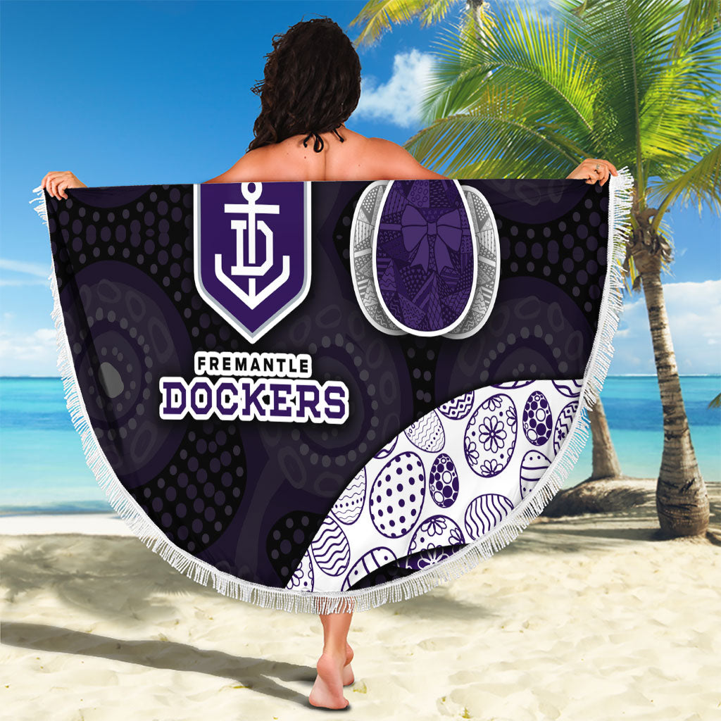 Personalized Fremantle Dockers Football Beach Blanket Easter Egg Pattern Purple Monochrome Tribal Dot Style