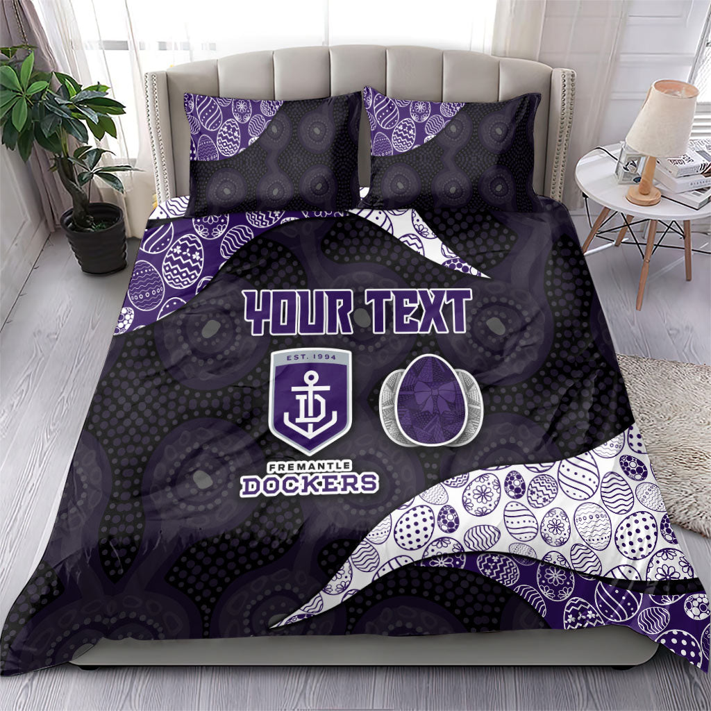 Personalized Fremantle Dockers Football Bedding Set Easter Egg Pattern Purple Monochrome Tribal Dot Style