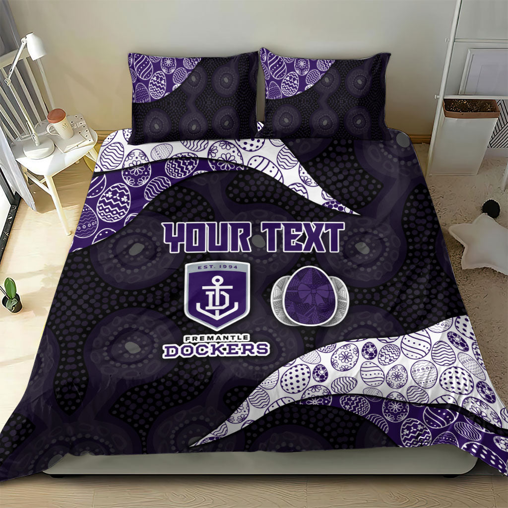 Personalized Fremantle Dockers Football Bedding Set Easter Egg Pattern Purple Monochrome Tribal Dot Style