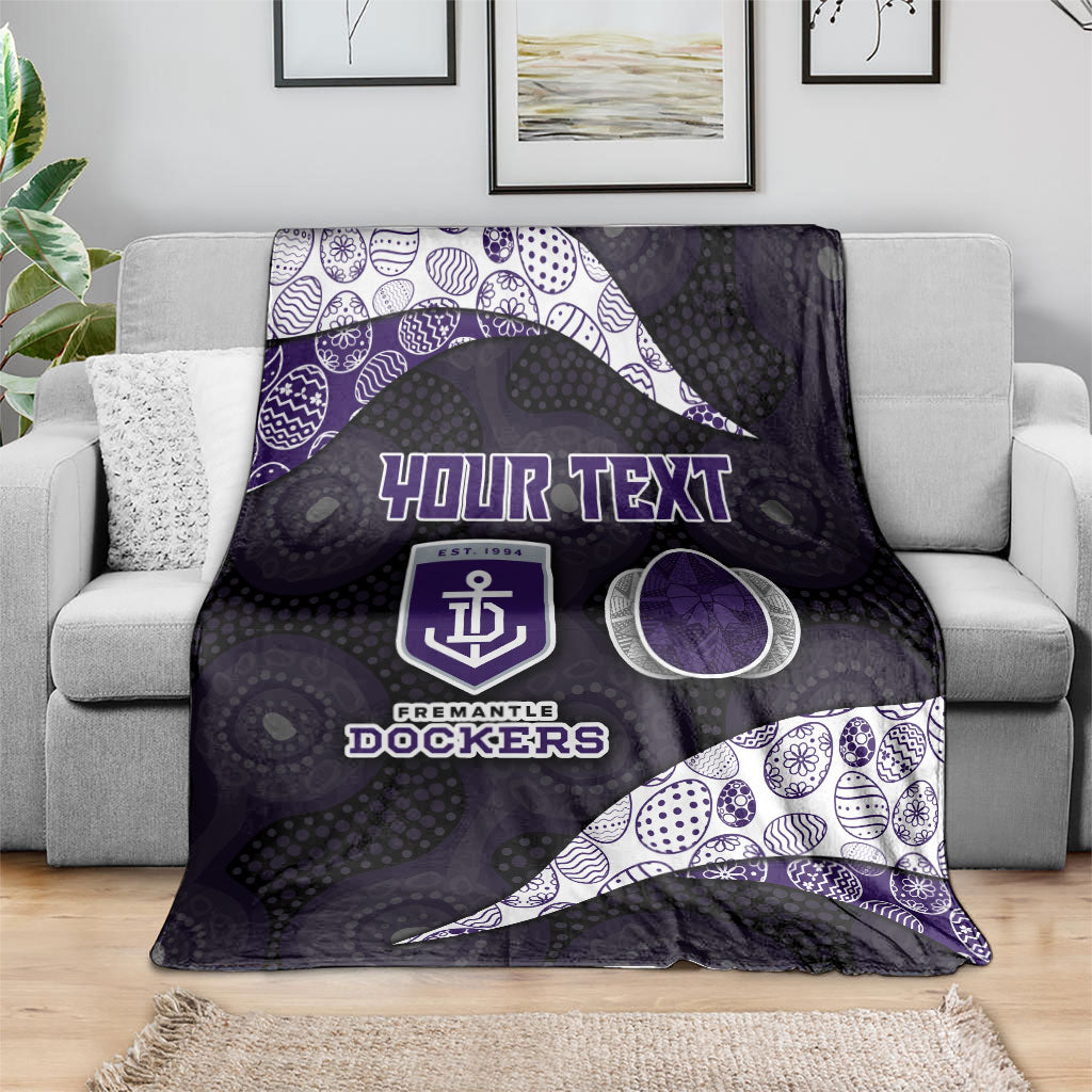 Personalized Fremantle Dockers Football Blanket Easter Egg Pattern Purple Monochrome Tribal Dot Style