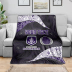 Personalized Fremantle Dockers Football Blanket Easter Egg Pattern Purple Monochrome Tribal Dot Style