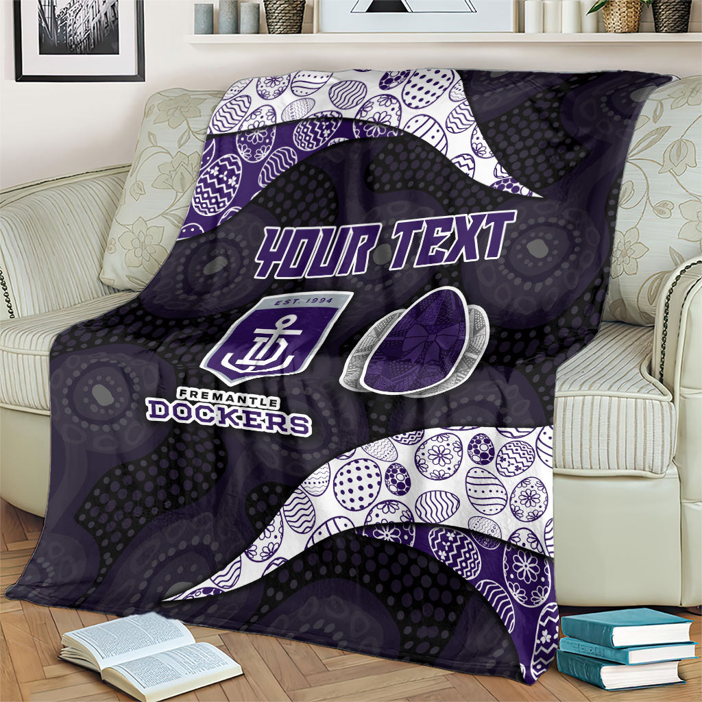 Personalized Fremantle Dockers Football Blanket Easter Egg Pattern Purple Monochrome Tribal Dot Style