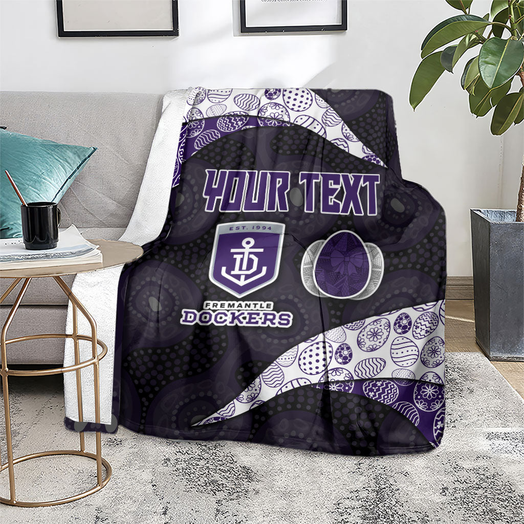 Personalized Fremantle Dockers Football Blanket Easter Egg Pattern Purple Monochrome Tribal Dot Style