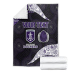 Personalized Fremantle Dockers Football Blanket Easter Egg Pattern Purple Monochrome Tribal Dot Style