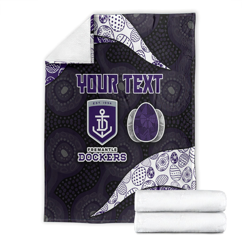 Personalized Fremantle Dockers Football Blanket Easter Egg Pattern Purple Monochrome Tribal Dot Style