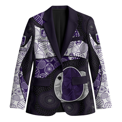 Personalized Fremantle Dockers Football Blazer Easter Egg Pattern Purple Monochrome Tribal Dot Style