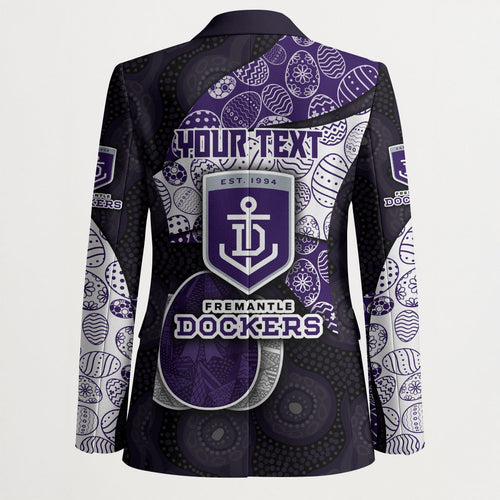 Personalized Fremantle Dockers Football Blazer Easter Egg Pattern Purple Monochrome Tribal Dot Style