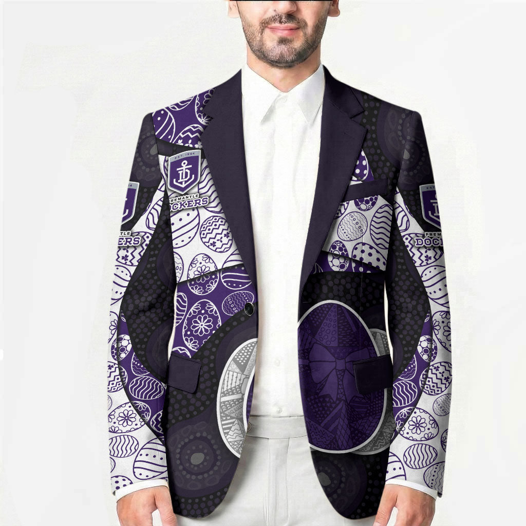 Personalized Fremantle Dockers Football Blazer Easter Egg Pattern Purple Monochrome Tribal Dot Style